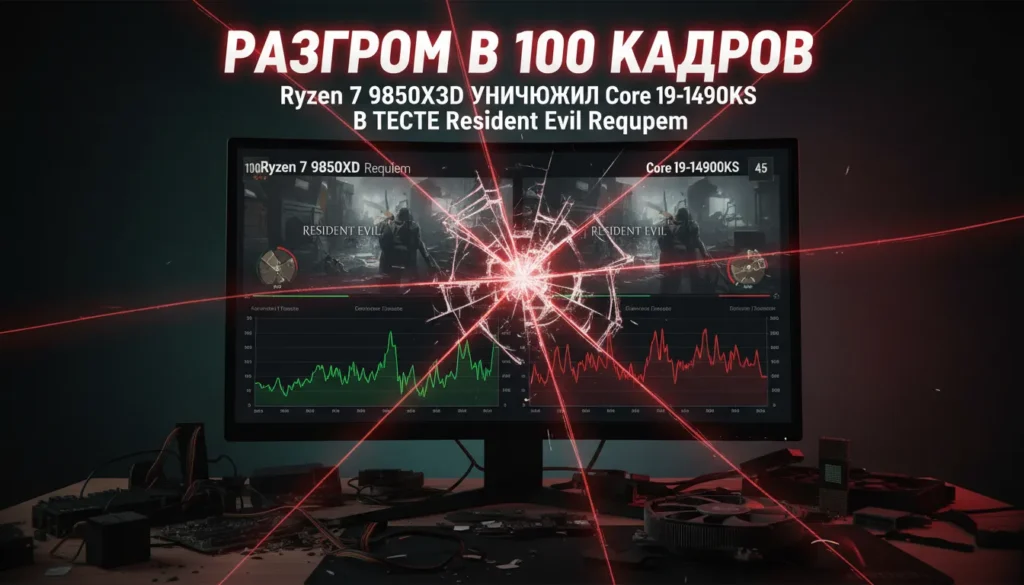 Разгром в 100 кадров: Ryzen 7 9850X3D уничтожил Core i9-14900KS в…