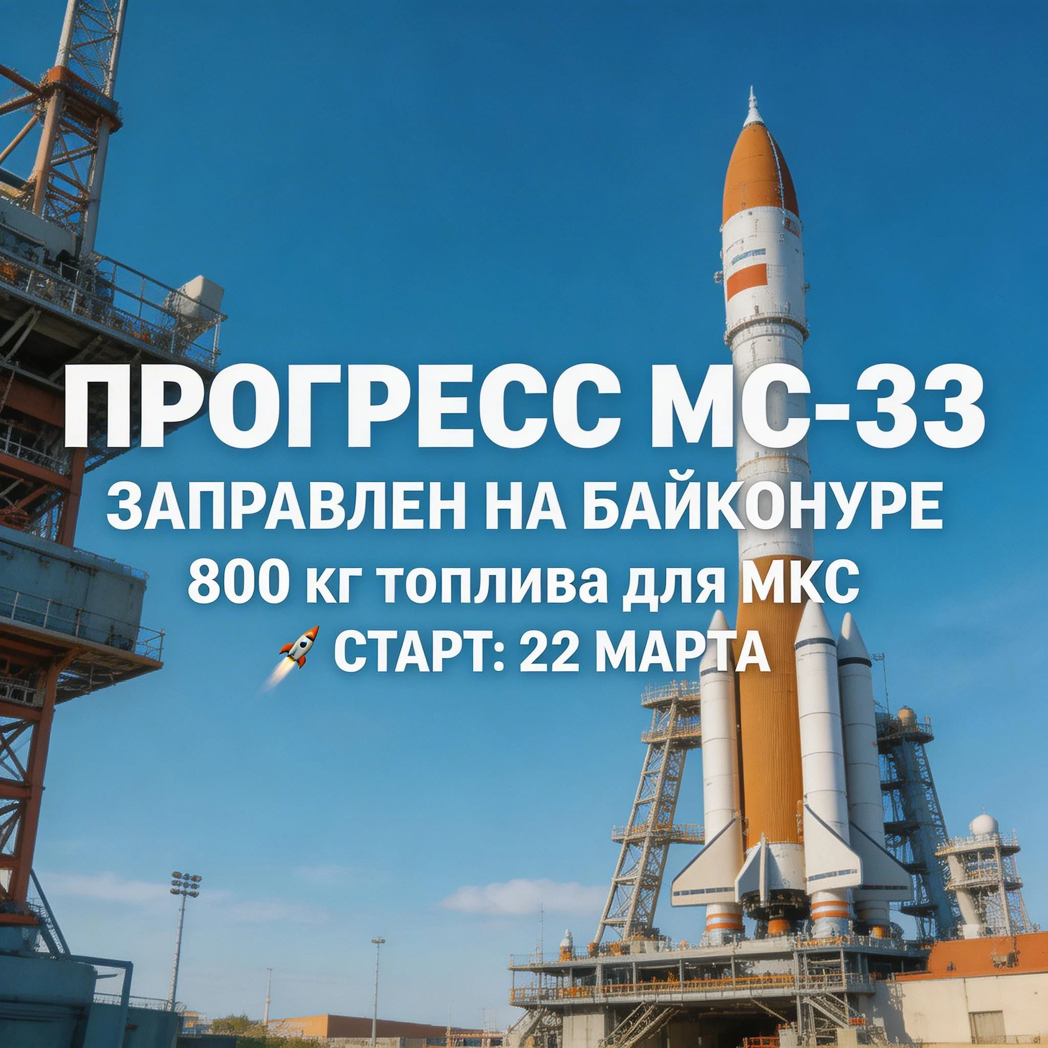 «Прогресс МС-33» заправлен на Байконуре: 800 кг топлива для МКС и…