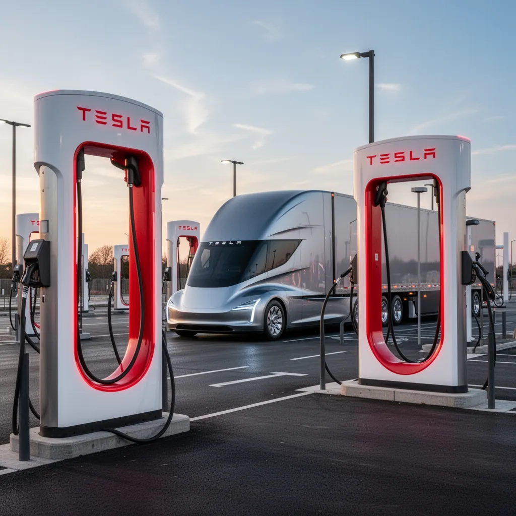 Tesla расширяет сеть Megacharger: 64 новые станции для грузовиков Semi
