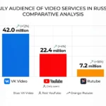 График сравнения дневной аудитории VK Видео, YouTube и Rutube в России за первое полугодие 2026 года