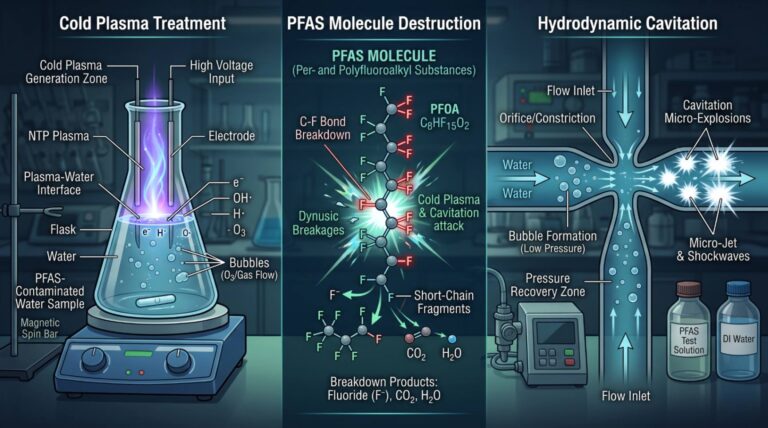 Два метода уничтожения PFAS: холодная плазма и гидродинамическая кавитация.