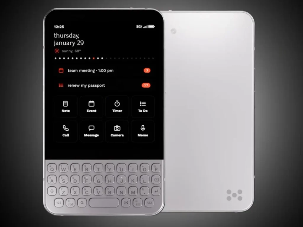 Алюминиевый корпус, физическая клавиатура QWERTY и обычный экран…