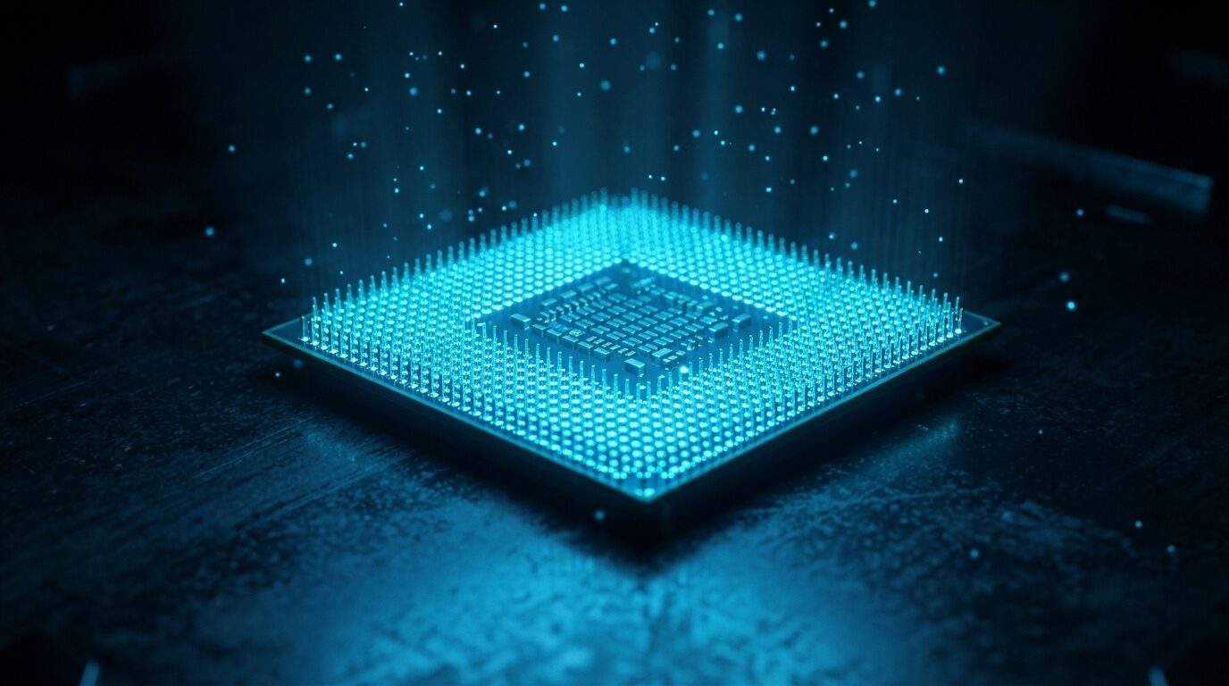 Процессор с маркировкой AMD сверху и контактной площадкой Intel снизу