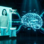 Абстрактная нейросеть, разбирающая светящееся изображение на фрагменты