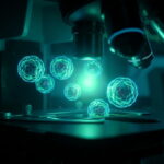 Светящиеся микроскопические тканевые органоиды в тёмной лаборатории
